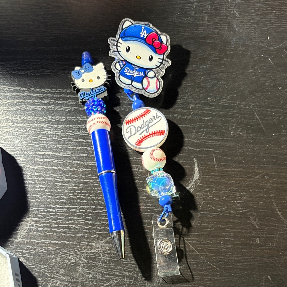 Dodgers Blue Key & Card Holder with Hello Kitty Charm